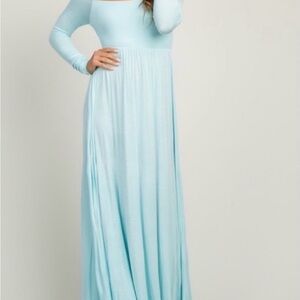 Elegant Light Blue Maxi Dress